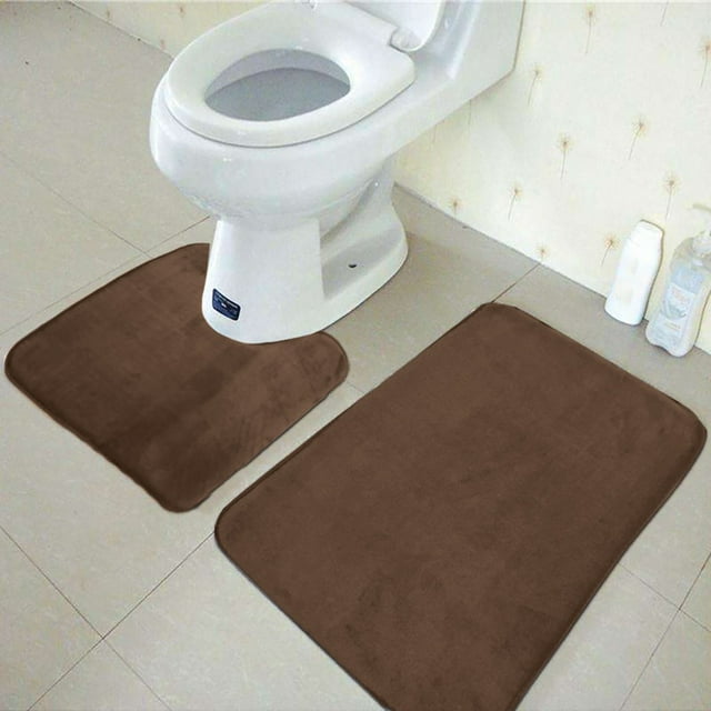 Hot6sl Ofertas de La Semana Alfombra de Baño de Terciopelo Coral con Memoria, Absorbente y Antideslizante, 3 Piezas/Juego