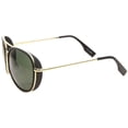 thumbnail image 3 of sunglassLA - Retro Matte Side Cover Flat Lens Two-Tone Metal Crossbar Aviator Sunglasses - 60mm, 3 of 4