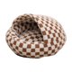 thumbnail image 2 of Cama cueva para gatos con funda con capucha, relajante, acogedora, cálida, redonda y suave para mascotas, suministros para mascotas, cachorros, perros Cuadros marrones 40cm, 2 of 8