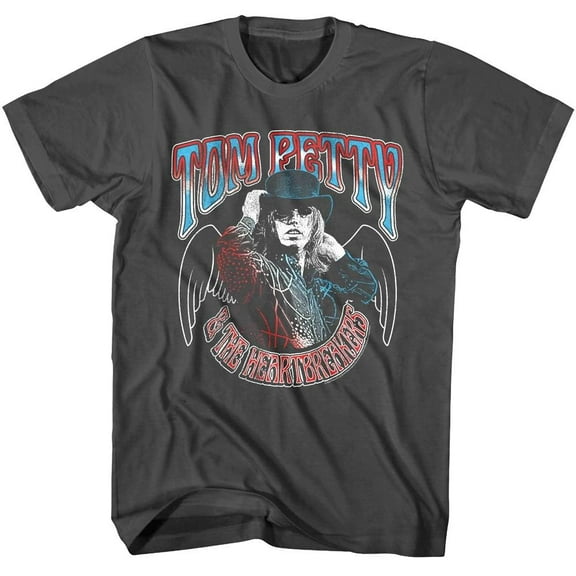 Tom Petty - Americana Wings - American Classics - Solid Gray Adult Short Sleeve T-Shirt
