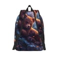 thumbnail image 2 of Picia Lazy Stone Bear Printed Canvas Daypack - Stylish and Durable Vintage Compact Backpack - Class, Work, Travel, or Laptop Bookbag,Organized Compartments-Medium, 2 of 6