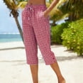 thumbnail image 6 of Luvrsol Capris for Women with Pockets Casual Straight-Leg Cotton-Linen Checkered Pants, Size S-3XL, 6 of 6