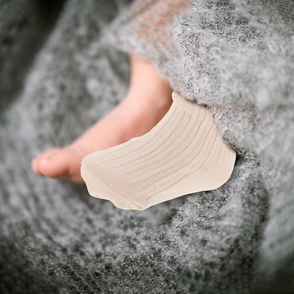 RENACLIPY 1Pair Soft Breathable Combed Cotton Socks for Toddlers Beige Short Socks Comfortable Wear