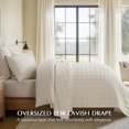 thumbnail image 3 of EVERGRACE Pearl Velvet Quilt Set King Size, Luxurious Soft Velvet Comforter Set, Lightweight Oversized Bedspread Coverlet, Box Stitch Quilted Bedding Sets for All Season, with 2 Shams, Ivory White, 3 of 8