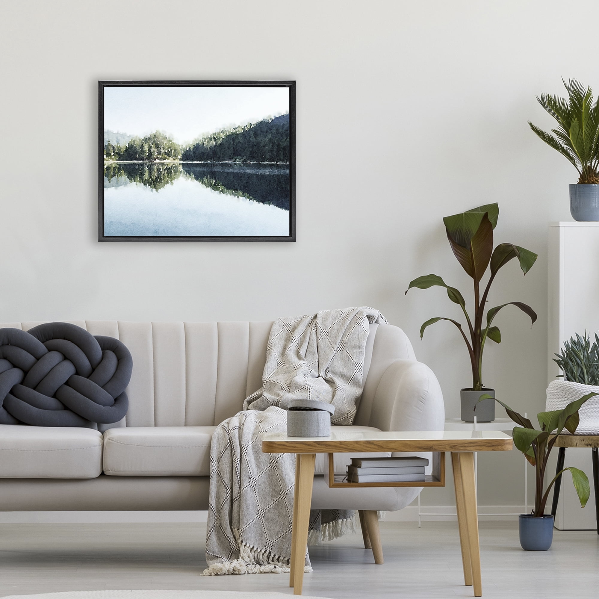 Stupell Industries Blue Lake Reflections Black Framed Floater Canvas Wall Art, design by Kim Curinga