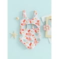 thumbnail image 4 of Bslissey Toddler Baby Girls One Piece Swimsuit Floral Print Sleeveless Knotted Cutout Romper Swimwear 6M 9M 12M 18M 24M 3T Infant Casual Summer Bathing Suits Beachwear, 4 of 8