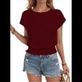 thumbnail image 2 of Blusa Informal Elegante con Mangas y Dobladillo Fruncido para Mujer, Color Rojo Vino, Talla L, 2 of 8