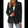 thumbnail image 2 of Blazer Informal de Otoño para Mujer, Ligero, con Forro Completo, Cuello de Solapa con Botones, Ajustado, Moderno y con Bolsillo Negro L, 2 of 10