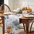 thumbnail image 3 of ERUNPONLY Thanksgiving Pumpkin Table Runner - 72 Inch Long Fall Maple Leaf Daisy Wooden Grain Cotton and Linen Blended Dress Scarves Farmhouse Table Runner for Kitchen Dining, Coffee Table, 13" x 72", 3 of 8