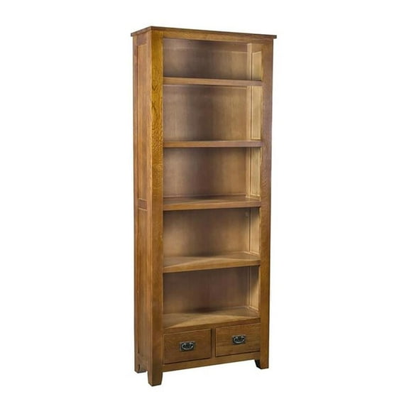 Pemberly Row Arts and Crafts 31.5" Wood Open Shelf Bookcase in Cherry