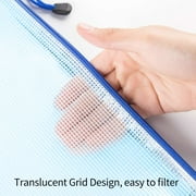 WWW A4+A5+A6 Plastic Zip Wallets Folder, 15PCS Mesh Zipper Pouch Document Wallet, A4+A5+A6 Zipper File Folders, Zip Lock Bags for School Office Household Travel Supplies