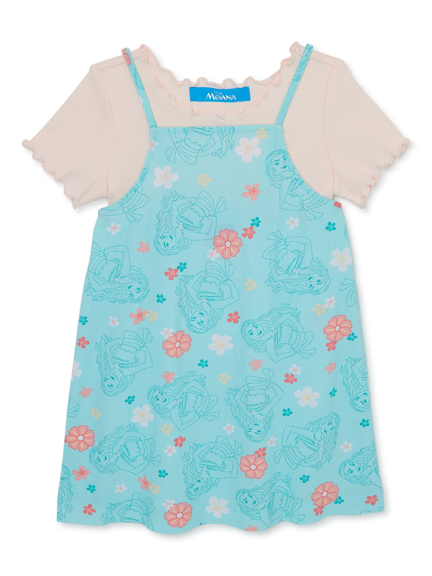 Disney Toddler Girl Moana Ruffled Top and Sleeveless Dress Set, 2-Piece, Sizes 18M-5T