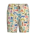 thumbnail image 4 of Naloa Famous Places Men's Short Pajama Pants, Lounge Comfort Shorts with Elasticized Waistband and Side Pockets - Medium, 4 of 9
