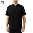 thumbnail image 2 of Cocina de algodón Uniforme de manga corta Cocina de verano Delantal Botones Trajes cómodos Camisas para hombres Suministros para hombres para restaurante Negro XL Advancent LF000328-17, 2 of 7