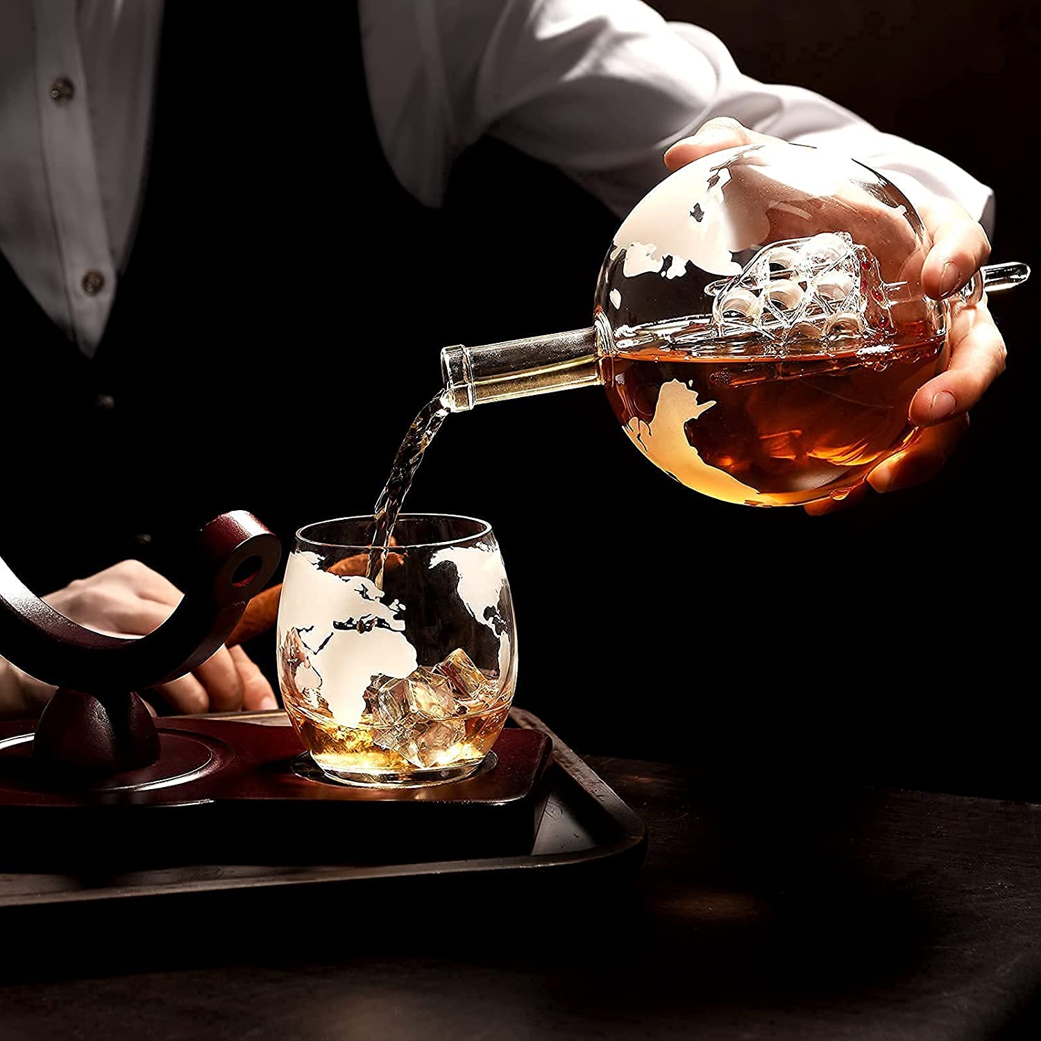 groomsmen gift Gift for dad. Home bar Decanter Whiskey decanter globe