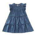 thumbnail image 1 of XovLAHzY Robe Décontractée pour Filles en Bas Âge Jupe en Denim à Volants Robe Ample Col Rond Jupe Tenues d'Été Boho Robe d'Été 3-4 Ans, 1 of 4