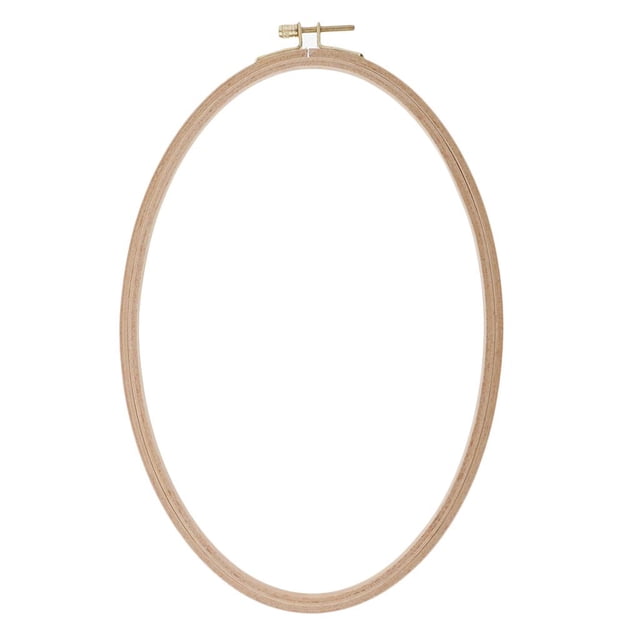 Embroidery Hoops, Beech Wooden Oval Adjustable Wood Circle Stitch Hoop for Handy Sewing 29.5cm 27.5cm