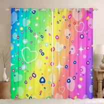 Homewish Children Teens Girls Colorful Circles Curtains Pack of 2 (42x84 Each),Abstract Gradient Curtains Blackout,Love Heart Stars Print Bedroom Curtains,Microfiber Bedroom Decor