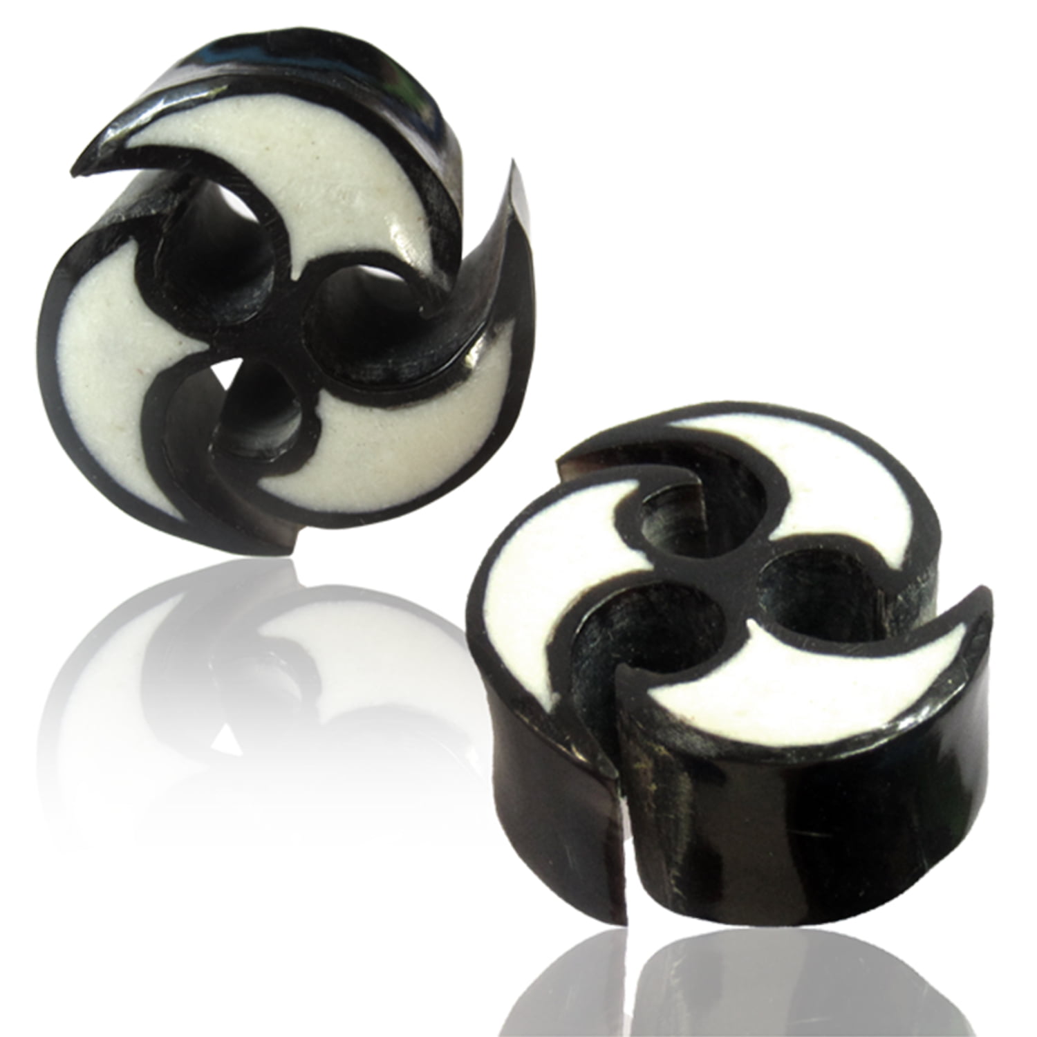 Buffalo Horn Solid Plug with Swirl Design Sold as a Pair
