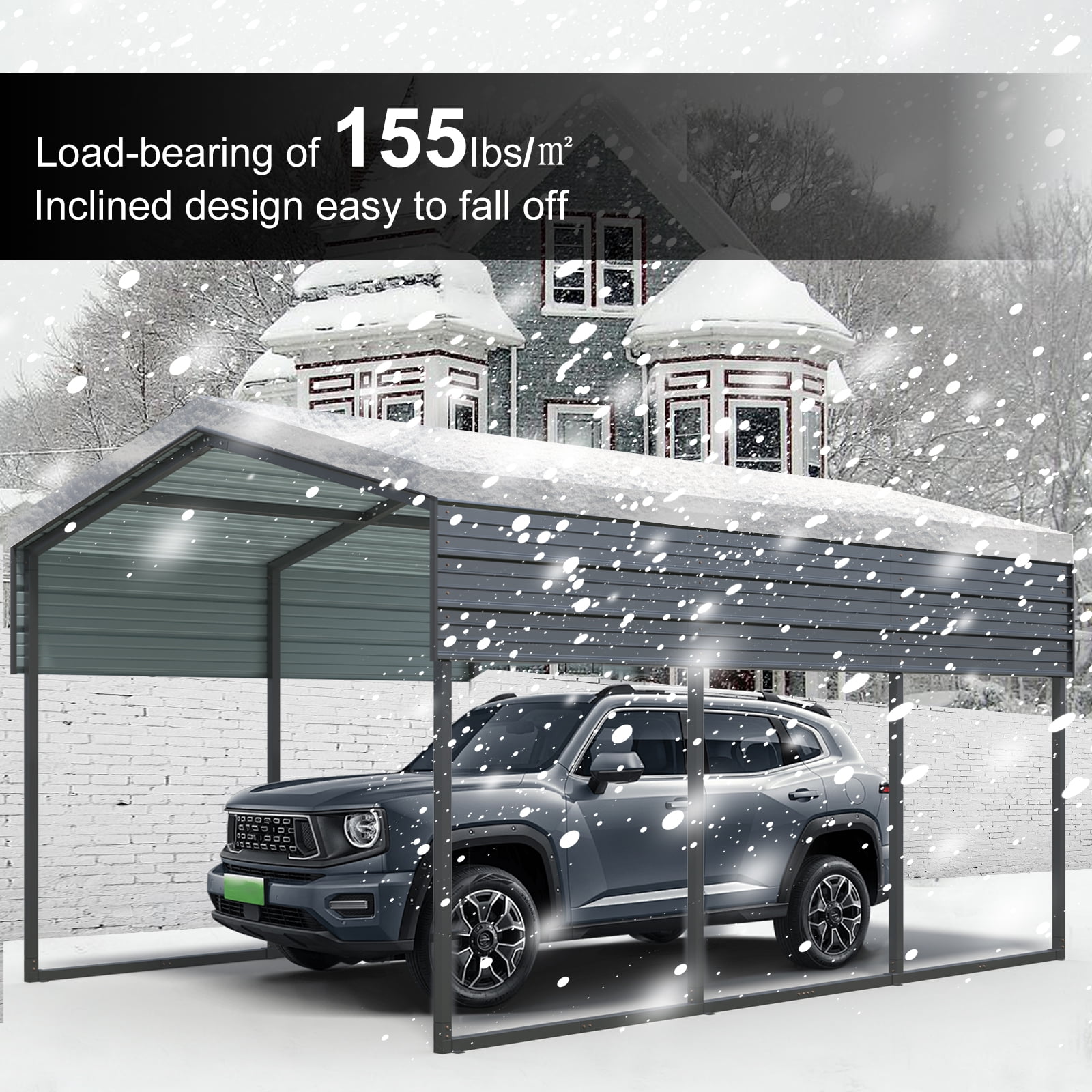 IMagacFun 10x15 Metal Outdoor Carport Heavy Duty Carport Canopy Large Garage with Galvanized Steel Roof and Frame for Driveway Car, Truck