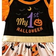 thumbnail image 6 of WIBACKER My 1st Halloween Infant Baby Girl Puff Sleeve Romper Dress, Newborn Pumpkin Onesie Bodysuit Dresses with Bow Headband, 6 of 6