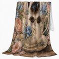 thumbnail image 2 of Whimsical Siamese Kitten Floral Teacup, Cozy Pet Portrait Pattern, Warm Flannel Blanket for Living Room and Bedroom, Cat Lovers Valentine's Day Gift, Pet Lover Home Decor, 2 of 9