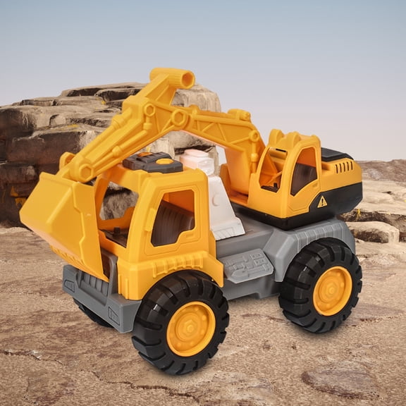 Nebwoak Ki-ds Excavator Dump Truck Toy - Manual Push-Powered, Battery-Free, Movable Arm - for B-oys & Gi-rls, Indoor Outdoor Sand Play