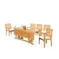 thumbnail image 3 of Grade-A Teak Dining Set: 5 Seater 6 Pc: Warwick Console Folding Rectangle Table And 5 Hari Stacking Arm Chairs Outdoor Patio WholesaleTeak #51HR1506, 3 of 4