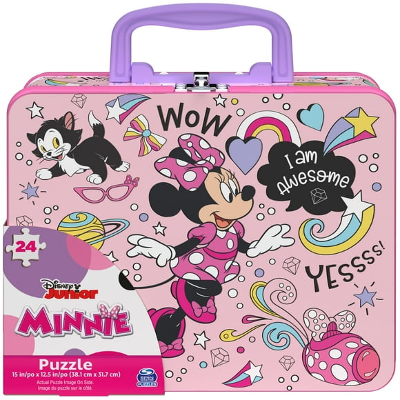 Minnie Mouse 48-Piece Puzzle in Tin with Handle, for Families and Kids Ages 4 and up