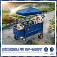 thumbnail image 2 of EVER ADVANCED Side-Unzip Wagon Stroller for 2 Kids, Push Pull Stroller with Adjustable Handle, Easy Access Zipper Door, 5-Point Harness, UV-Protection Canopy Shock-Absorbing Wheels, Fox Printing, 2 of 5