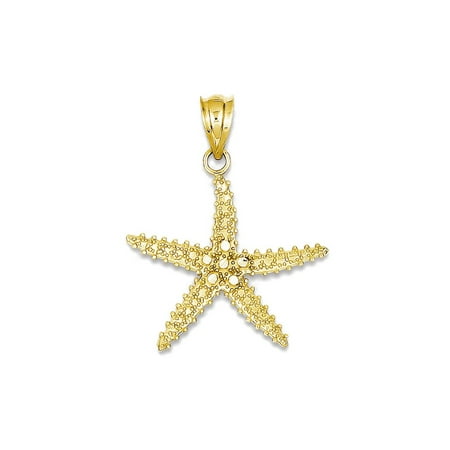 Gold Starfish Charm - 14K Yellow Gold Pointy Starfish Charm Pendant - 21mm