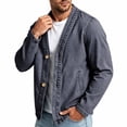 thumbnail image 6 of Zynoxe Denim Jacket for Men with Side Pockets Fashionable Vintage V Neck Button Up Jean Jacket Lightweight Relaxed Long Sleeve Open Front Cardigan Versatile Solid Color Casual Coat for Fall Winter L, 6 of 9