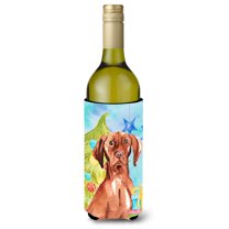 Carolines Treasures CK1877LITERK Christmas Tree Vizsla Wine Bottle Beverge Insulator Hugger Wine Bottle multicolor