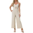 thumbnail image 2 of INSPIRE CHIC Summer Jumpsuit for Women's Casual Spaghetti Strap Cut Out Wide Leg Romper XS Beige, 2 of 6