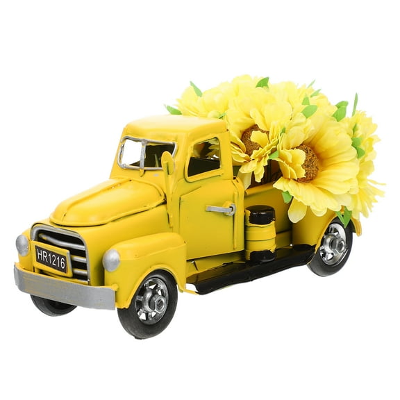 Vintage Truck Decor with Artificial Sunflowers Bees Festival Home Tabletop Decor