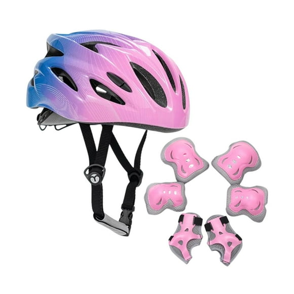 Casco de bicicleta para niños Juego de cascos con rodilleras Casco de patinaje portátil ajustable para niños de ciclismo de longboard de múltiples