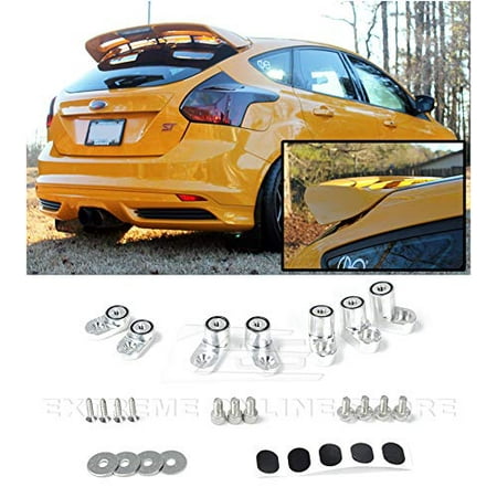 Ford Focus Spoiler (For 2013-Present Ford Focus ST/RS 5Dr Hatchback | EOS Anodized Silver Rear Wing Spoiler Riser Extendsion)