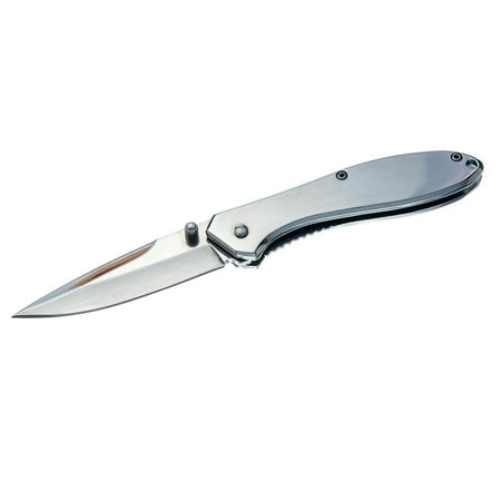 ASR Outdoor Thumb Assisted Pocket Knife Chrome Color Stainless Steel Drop (Best Deals On Pocket Points)