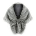 thumbnail image 2 of Lovskoo Women Faux Fur Coat Jackets Wrap Cape Shawl for Wedding Party Winter Keep Warm Outerwear Gray, 2 of 3