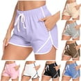 thumbnail image 6 of PFRNLF Athletic Shorts for Women Summer Running Color Block Drawstring Dolphin Shorts with Pockets, 6 of 8