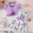 thumbnail image 2 of TAmten Clothes for 1 Year Old Girl Cute Bow Floral Print Sleeveless Dress and Ruffle Cardigan Set Summer 2 Piece Outfits(Purple,6-9 Months), 2 of 4