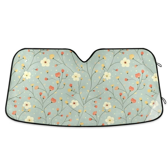 Cute Wild Flower Car Windshield Sun Shade Foldable Car Front Window Visor Heat and UV Protection 53x23.5