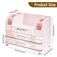 thumbnail image 2 of Makeup Organizer for Vanity with 2 Large Drawers, Cosmetic Display Case with Brush Holders, Easy to Storage for Bathroom Countertop Skincare, Desk Office Supplies, Pink, 2 of 8