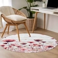 thumbnail image 4 of Round Rug 4Ft Washable Non-Slip, Watercolor Pink Flowers Circle Area Rugs for Living Room Bedroom, Spring Flowers Botanical Wood Grain Indoor Floor Mats Carpet Runner for Home Decor Aesthetic, 4 of 8