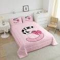 thumbnail image 4 of Erosebridal Monogrammed Letter Bedding Twin Comforter Set,Cattle Print Down Comforter,Lightweight Reversible Bedding Sets Twin with Comforter,Pink Bow Tie Decoration,3pcs, 4 of 8