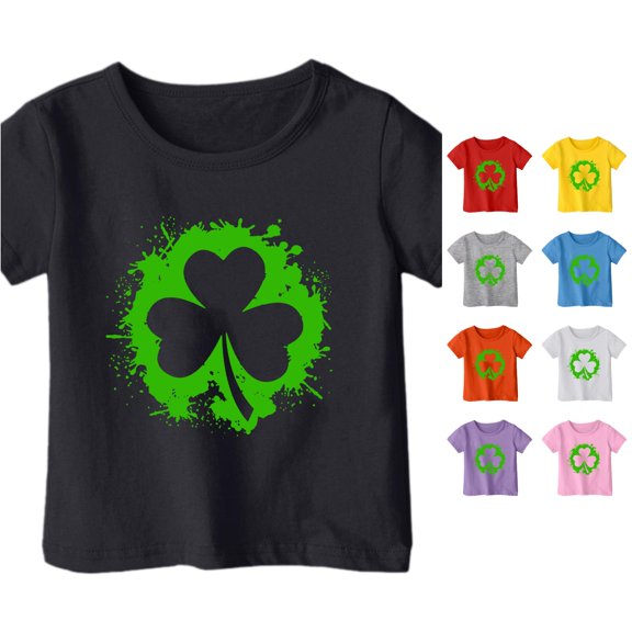 Toddler Girls' Short Sleeve Crew Neck Tee T-Shirt Casual St. Patrick's Day Print Day T Shirt Size 3-4T ,Black