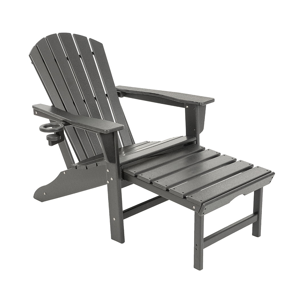 ResinTEAK Deluxe Adirondack Chair with Pullout Ottoman, All Weather Resistant Outdoor Patio