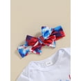 thumbnail image 5 of vera natura Baby Girl 3 Piece Outfits, Letter Print Short Sleeve Romper + Elastic Waist Tie Dye Flare Pants + Headband  Set, 5 of 9
