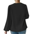 thumbnail image 3 of Women's Chiffon Cowl Neck Drape Ruched Front Long Sleeve Blouse Shirt Top Party Outfits Work Tops, 3 of 4