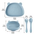 thumbnail image 2 of Juego de vajilla infantil de 4 piezas, plato de bebé de silicona, cuenco antideslizante con cuchara y tenedor, plato de bebé, cuenco con ventosa, libre de BPA, apto para lavavajillas y, 2 of 5